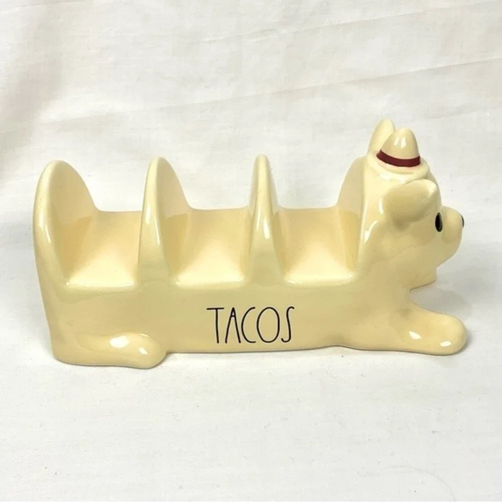 Rae Dunn Chihuahua Taco Holder Yellow Ceramic Dog Pup Puppy Taco Tuesday New
